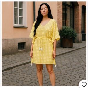 Talbots Yellow and White Patterned Dress